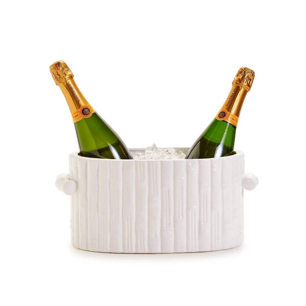 NEW TWO'S COMPANY faux bamboo oval centerpiece in white